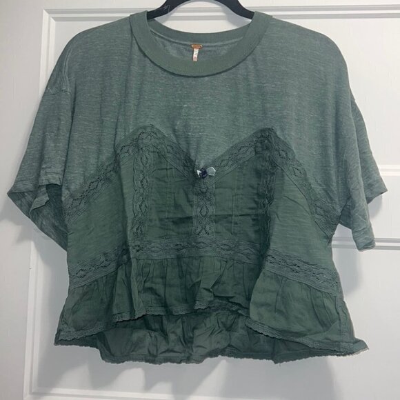 Free People wash army Fall In Love Corset Peplum top in size XS - Picture 6 of 15